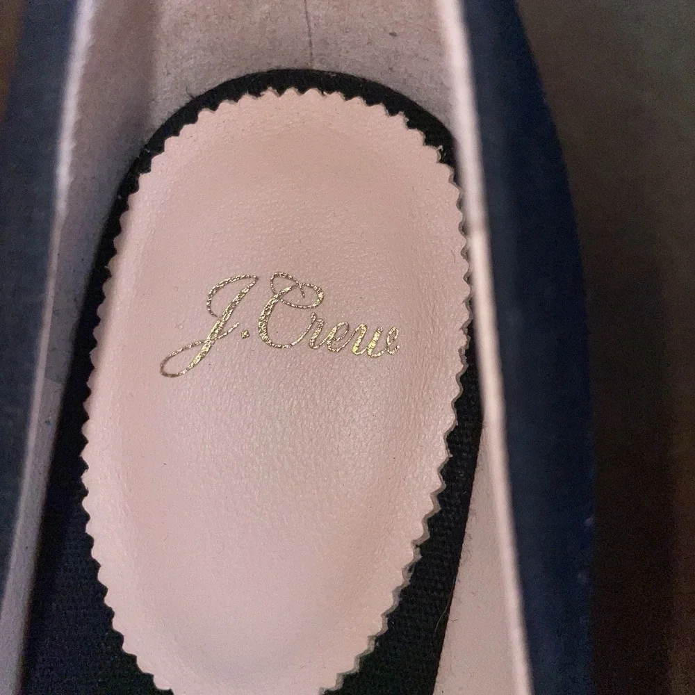 J. Crew Black Canvas Espadrille Wedge Heeled Shoes Size: 10 Excellent Condition‎